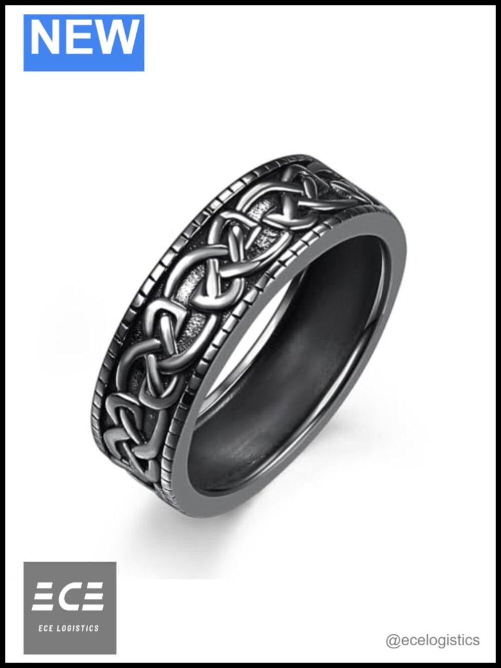 Celtic Knot Wedding Band 7MM Wide Ring for Men Women Unisex